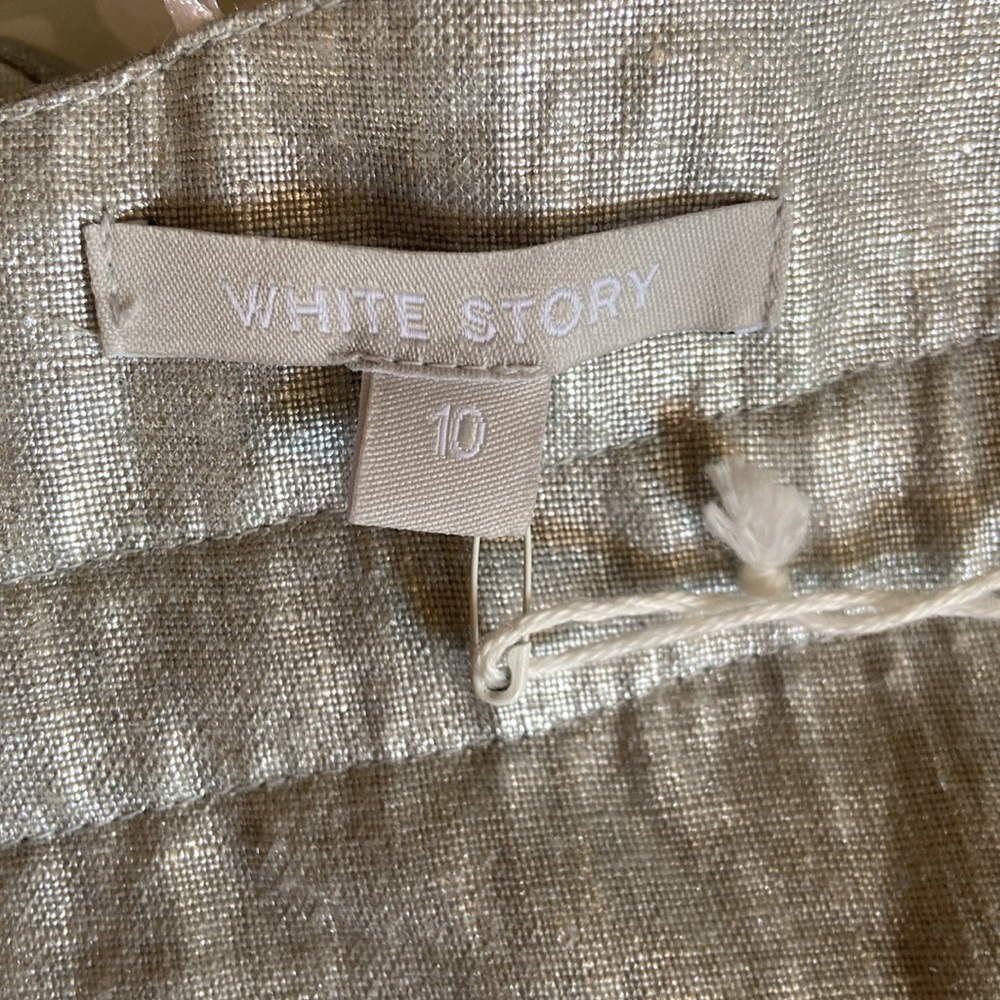 White Story Metallic Silver Linen Bustier Crop Top NWT Designer Bandeau - Picture 8 of 10